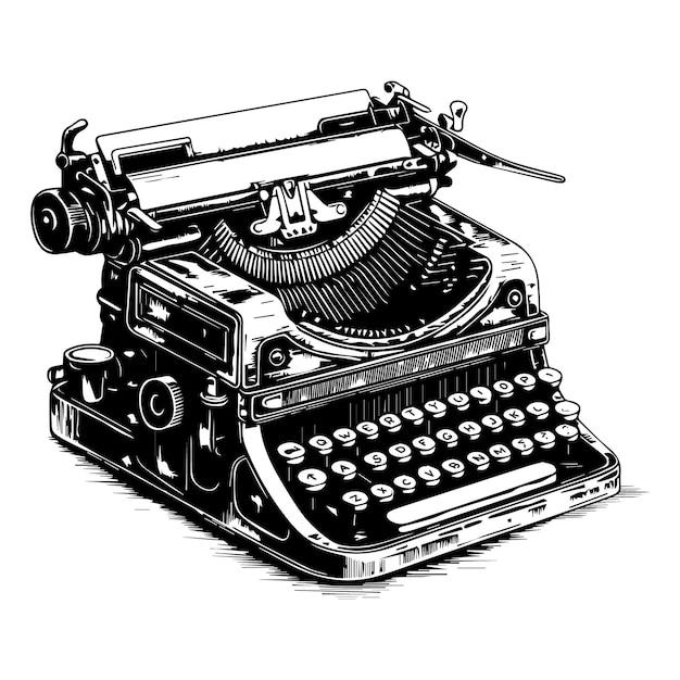 Vector máquina de escribir vintage para escribir aislada sobre fondo blanco