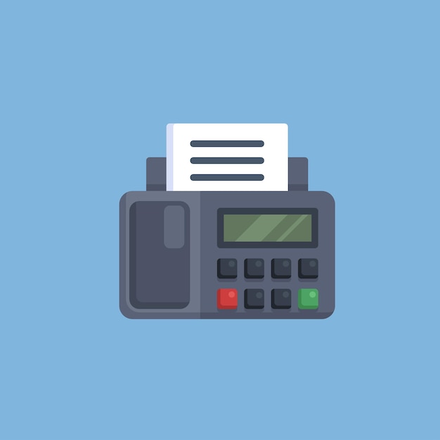 máquina de fax en diseño de vector plano
