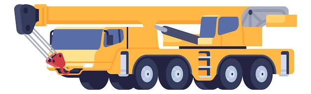 Máquina grúa Sitio de construcción transporte icono amarillo aislado sobre fondo blanco
