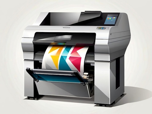Vector máquina de impresión vectorial en color sobre fondo blanco aislada
