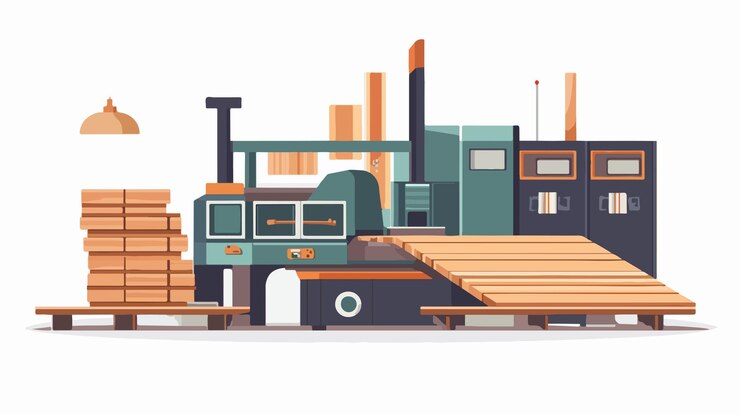Vector máquina industrial de procesamiento de madera para una línea de producción eficiente