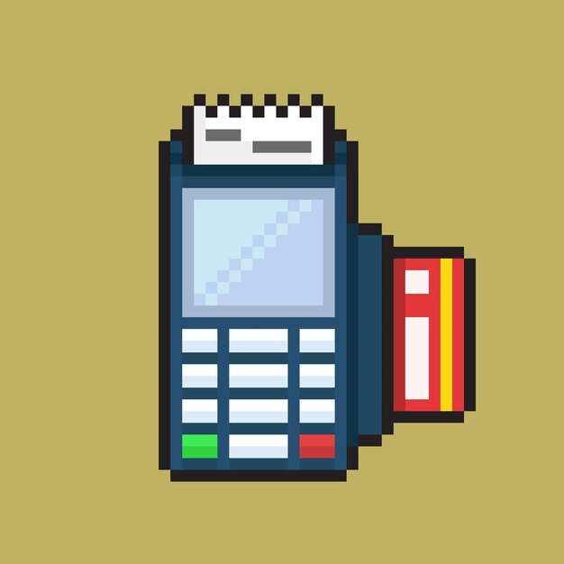 máquina de pago terminal con estilo pixel art