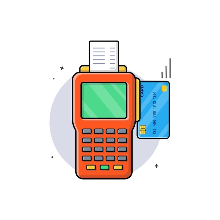 Vector máquina pos con tarjeta bancaria ilustración vectorial diseño del concepto de pago