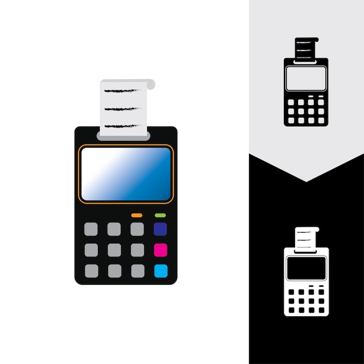Vector máquina de tarjeta de crédito cajero automático para dinero ilustración de terminal de pago