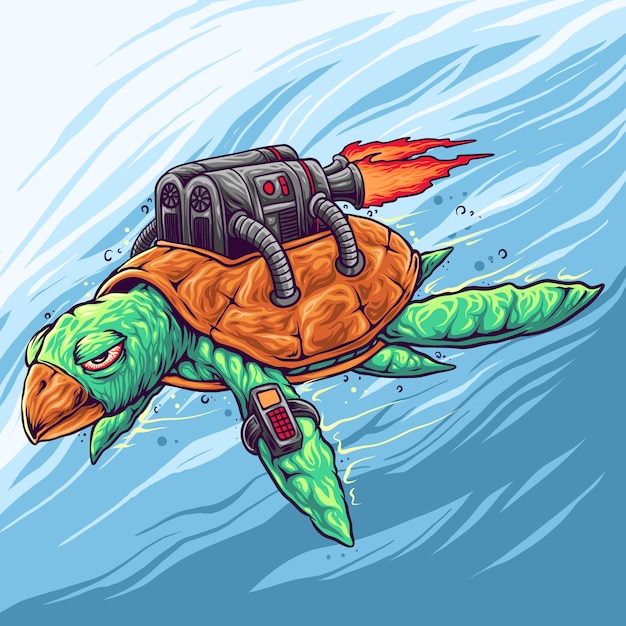 Vector máquina de tortugas con colores divertidos