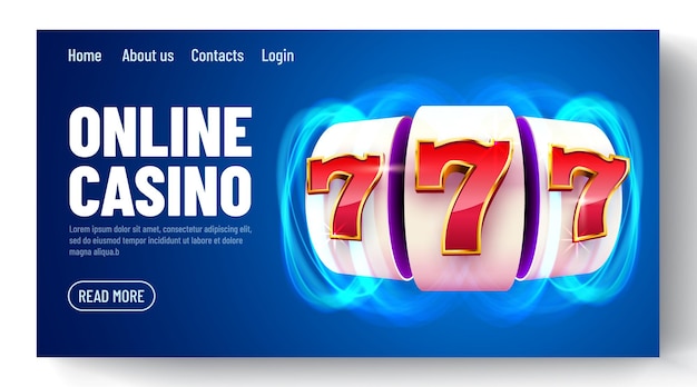 La máquina tragamonedas dorada con monedas de oro voladoras gana el premio mayor. Casino online. Plantilla de página de destino web