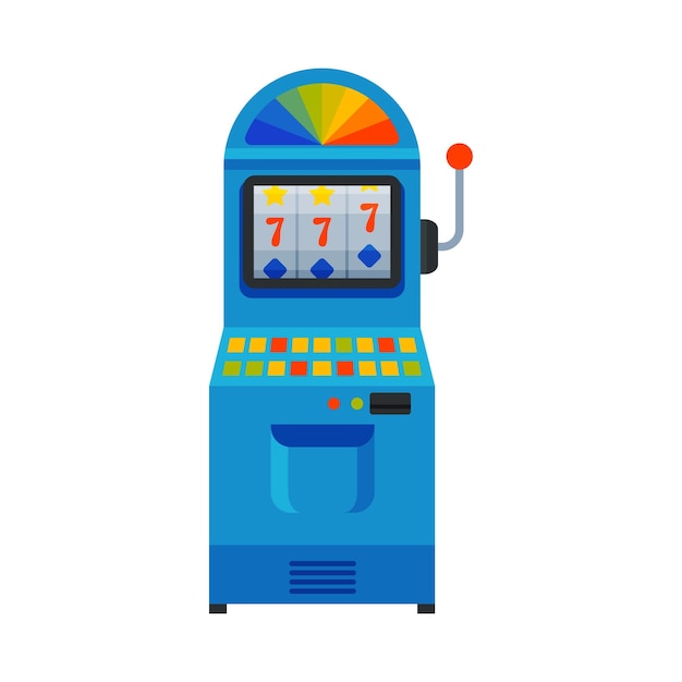 La máquina tragamonedas Jackpot con Lucky Sevens es una ilustración vectorial de máquinas de arcade retro.
