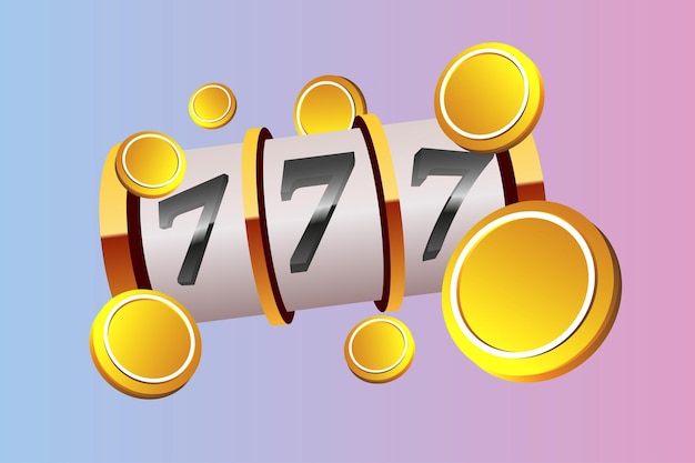 La máquina tragamonedas de oro gana el premio mayor 777 Concepto de gran victoria Ilustración vectorial del premio mayor del casino