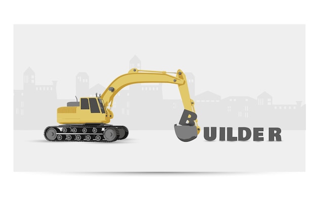 Vector maquinaria de construcción de excavadoras con cubos de excavaciónilustración vectorial de equipos industriales pesados