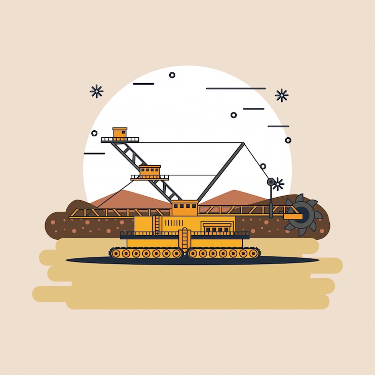 Vector maquinaria excavadora hidráulica
