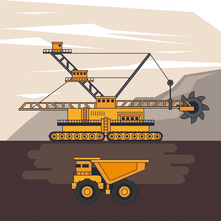 Vector maquinaria excavadora hidráulica