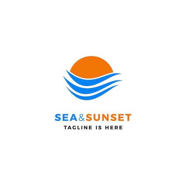 Mar atardecer logo vector icono ilustración