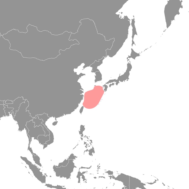 Mar de China Oriental en el mapa mundial Ilustración vectorial