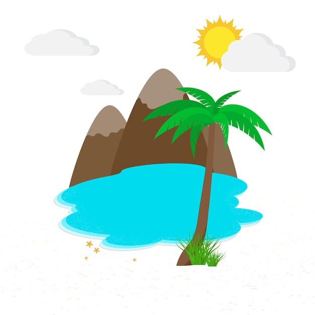 Vector mar y playa ilustración vectorial concepto de viaje o vacaciones