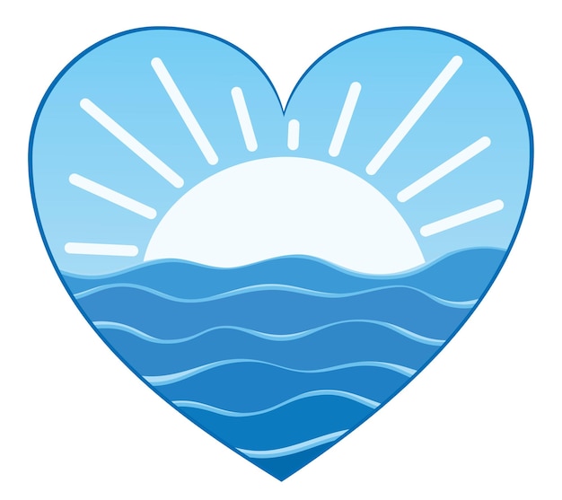 El mar y el sol en forma de corazón