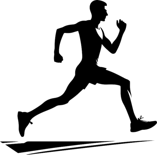 Maratón vista delantera correr pose hombre silueta vectorial mínima silueta de color negro 23
