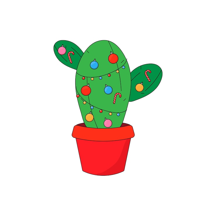 Vector maravilloso árbol de navidad cactus ilustración vectorial simple árbol de navidad ecológico