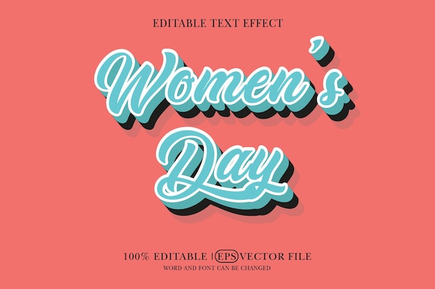 Maravilloso Día de la Mujer Plantilla de efecto de texto editable en 3D vectorial gratuito en el estilo o
