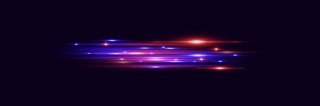 Un maravilloso resplandor de luz Línea de velocidad mágica roja y azul Efecto de luz de líneas de neón