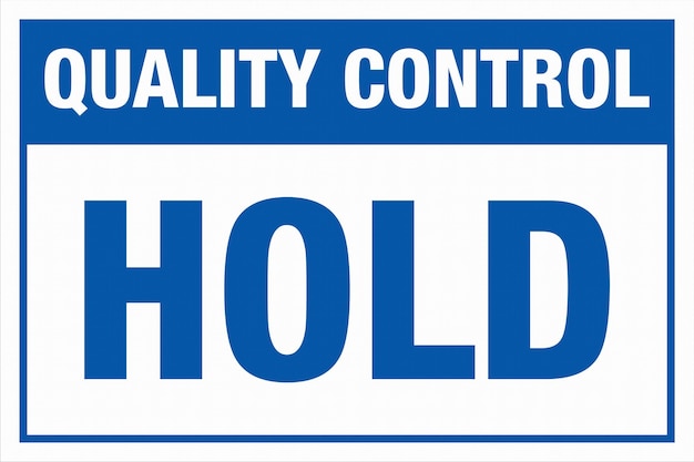 Marca azul de la etiqueta de control de calidad