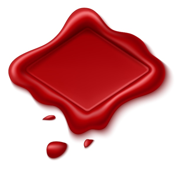 Marca de cera de sellado roja. sello de goma realista. símbolo de garantía aislado sobre fondo blanco.