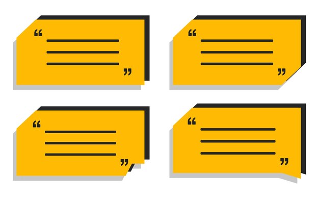 Marca de citas Marco de texto en blanco estilo minimalista con comillas ilustración vectorial plana simple