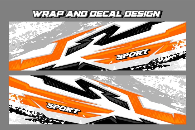 Marca de coche de carreras con adhesivo de envoltura de carreras o plantilla de diseño de librea Vector Premium EPS 10