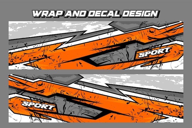 Marca de coche de carreras con adhesivo de envoltura de carreras o plantilla de diseño de librea Vector Premium EPS 10