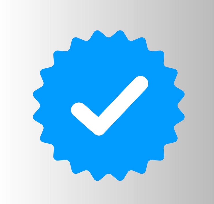 Marca de comprobación azul Símbolo de icono de verificación Confirmar la calidad de aprobación de la etiqueta de comprobación