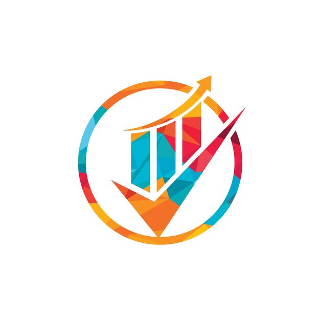 Marca de comprobación para la contabilidad del mercado de valores modelo de diseño de logotipo vectorial analítico