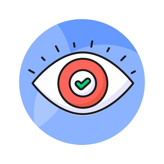 Marca de comprobación dentro del ojo vector de moda de monitoreo de negocios icono editable