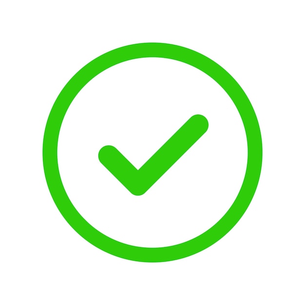 Marca de comprobación y icono de comprobación Icono de comprobación de aprobación y verdadero Establezca el signo de calidad marca verde Aprobar línea