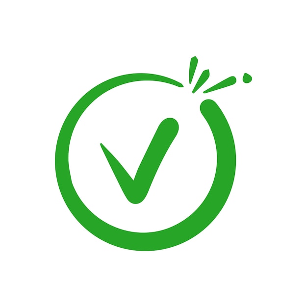 Marca de comprobación del icono verde sobre un fondo blanco