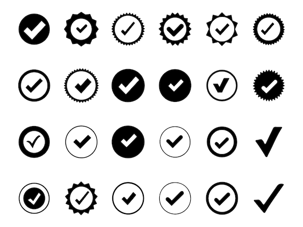 Marca de comprobación vector Icono de comprobación conjunto símbolo aprobado Icono de marca de casilla de comprobación