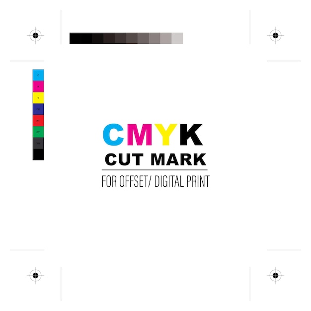 Marca de corte CMYK para la impresión digital offset