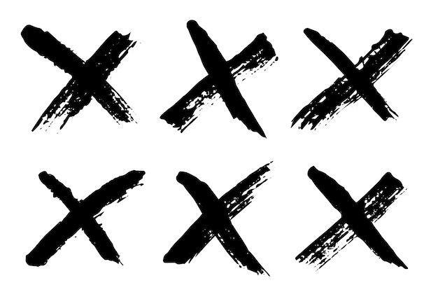 Marca cruzada dibujada a mano conjunto de garabatos Marcador signo incorrecto clipart tinta garabatos casilla de verificación Un solo elemento