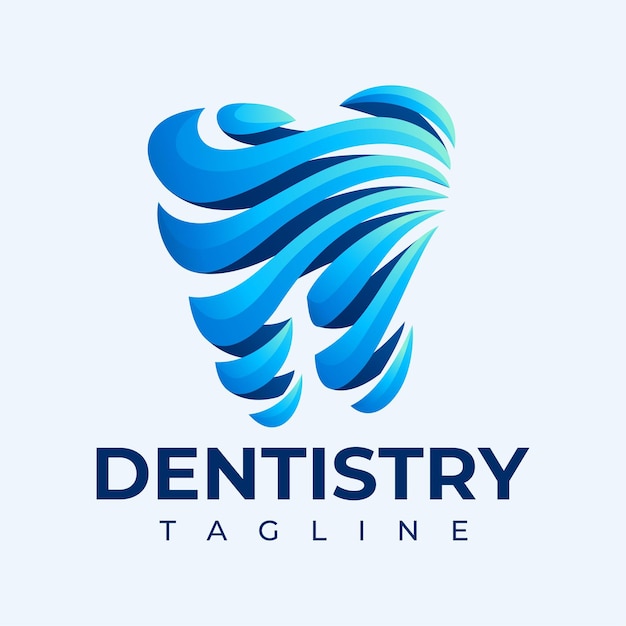 Vector marca de diseño de logotipo de diente dental de onda de línea moderna