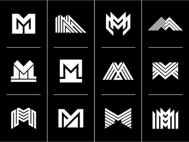 Marca de diseño de logotipo de letra M de línea minimalista
