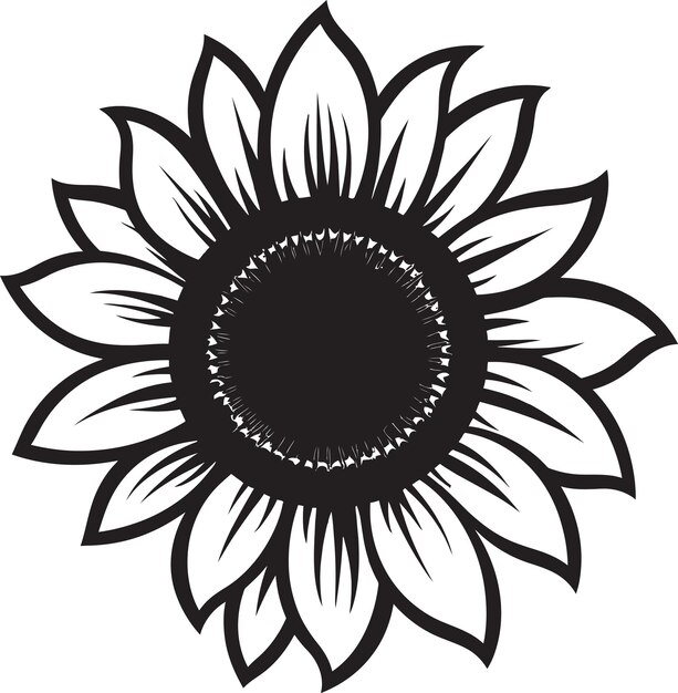 Vector marca de girasol de elegancia dorada con pétalos de perfección insignia del girasol