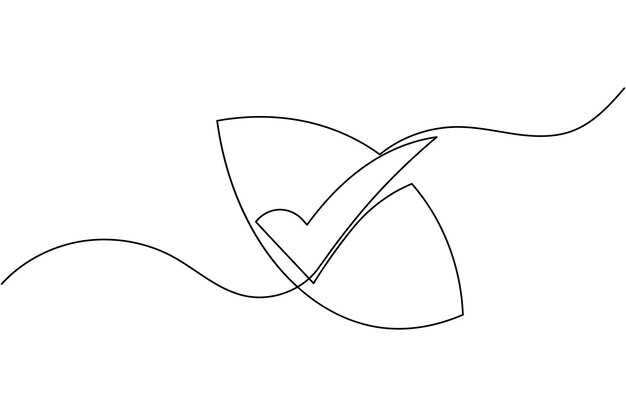 Marca el icono de comprobación con un dibujo continuo de una línea y un vector de contorno aislado de estilo minimalista