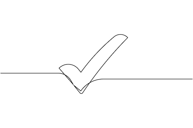 Marca el icono de comprobación con un dibujo continuo de una línea y un vector de contorno aislado de estilo minimalista