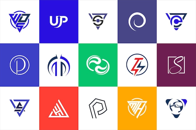 Marca de letras geométrica Moderno mínimo inicial Diseño de logotipo colección de conjuntos para marca empresarial
