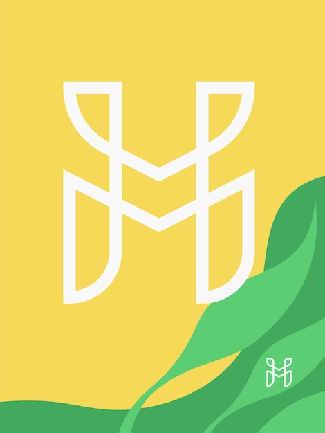 Marca del logotipo de la letra M en un estilo monoline orgánico simple, para sus iniciales, adornos, elemento de diseño