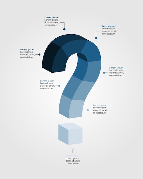 Marca de pregunta 7 plantilla de paso para la infografía para la presentación para el elemento 7