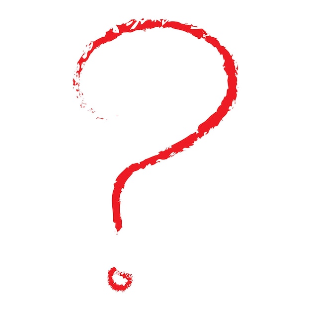 Marca de pregunta roja Elemento de textura grunge dibujado a mano