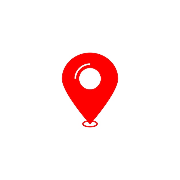 Marca de ubicación pin punto icono vector dirección de navegación GPS símbolo de señal roja aislado en blanco