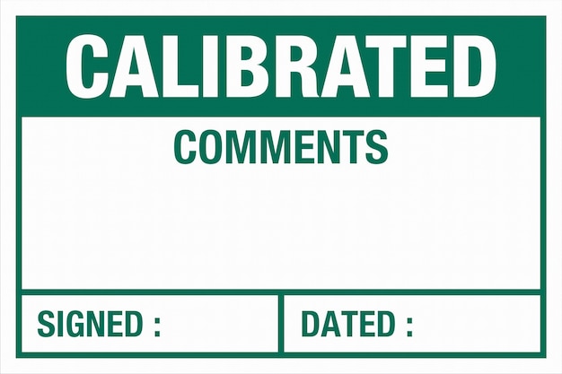 Marca verde de etiqueta de control de calidad Marca calibrada Comentarios firmados Datados