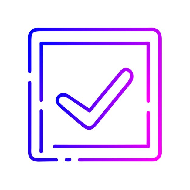 Marca de verificación al cuadrado icono icono gradiente de contorno