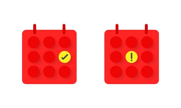 Marca de verificación del calendario y símbolo de exclamación, Guardar fecha, Programar