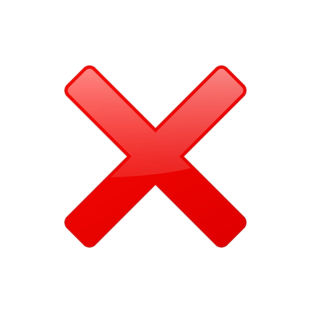 Marca de verificación de cruz roja Rechazo y sin símbolo de votación